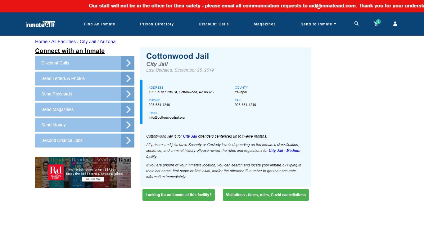 Cottonwood Jail | Inmate Locator