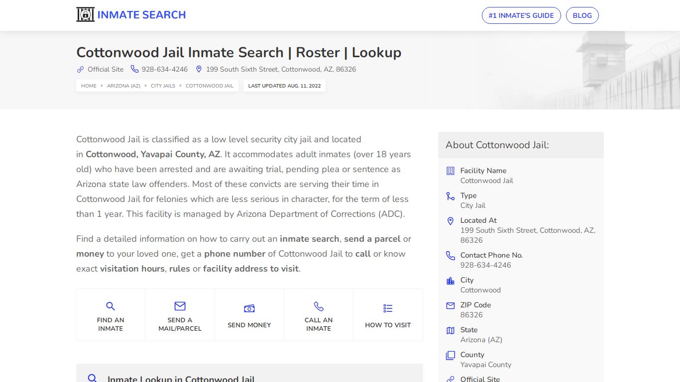 Cottonwood Jail Inmate Search | Roster | Lookup