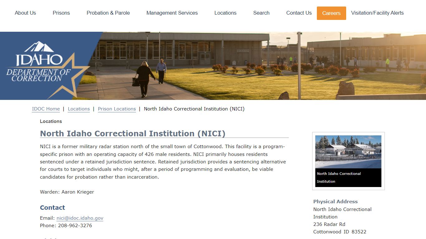 North Idaho Correctional Institution (NICI) | Idaho ...